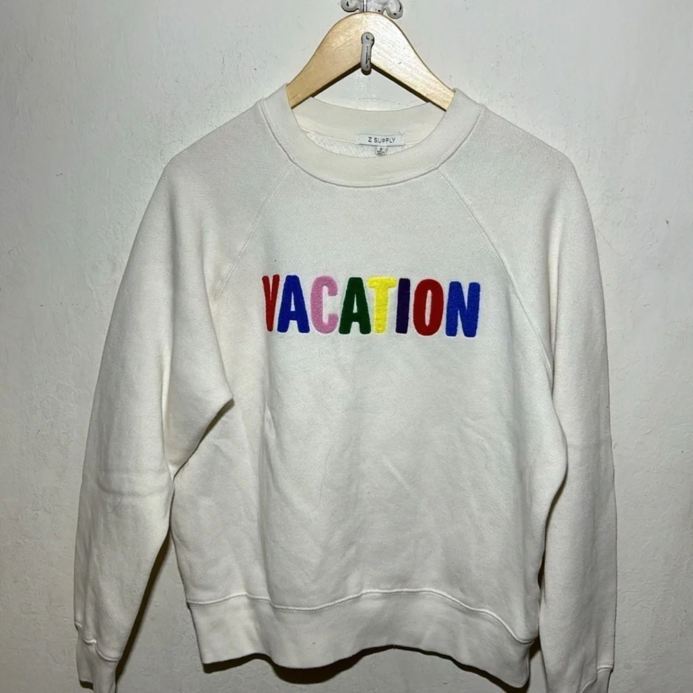 Z Supply Vacation Sweatshirt In Cream Size Small NWT - Picture 2 of 7